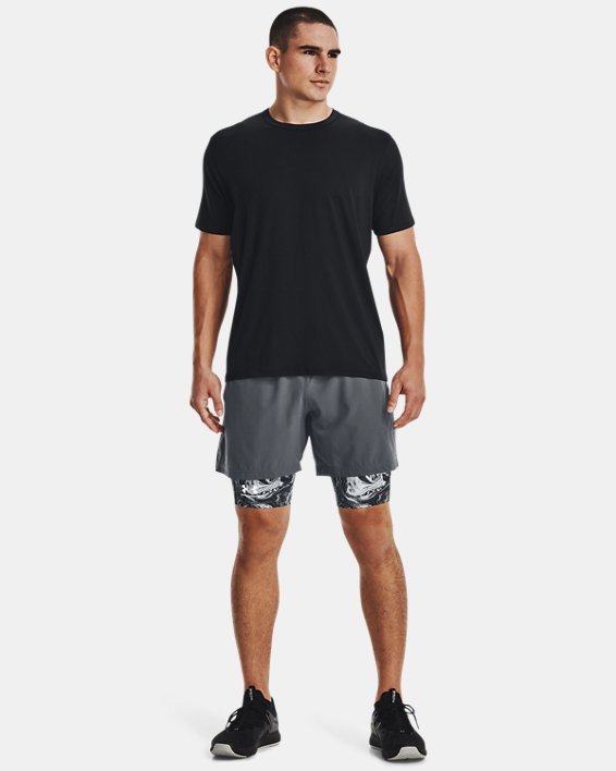 Men's HeatGear® Long Printed Shorts, Gray, pdpMainDesktop image number 2